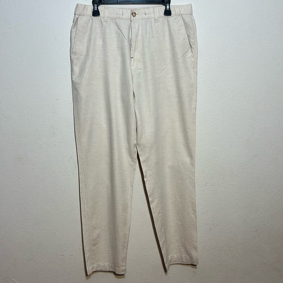 UNIQLO Womens Cotton Linen Blend Crème High Rise Pants Size Large - Picture 1 of 11